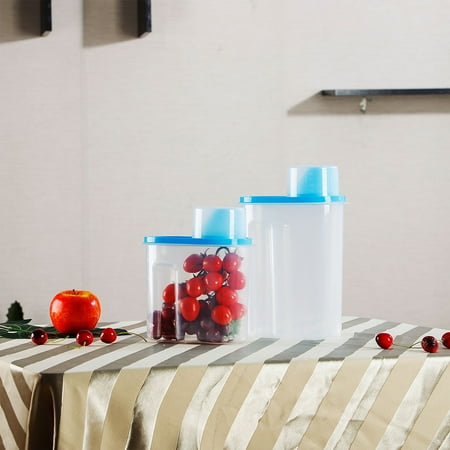 Kitchen Sugar Containers Plastic Food Storage Containers with Lid Kitchen Sugar Flour Fresh Storage Airtight Box Clear Blue ()