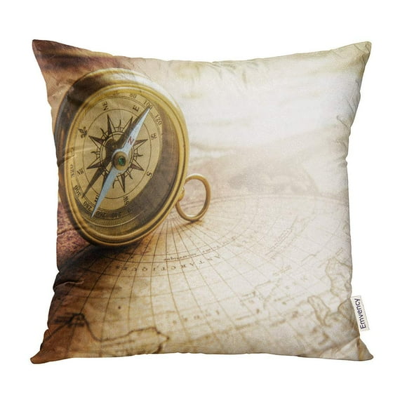 BOSDECO Geography Old on Vintage Map Retro Stale Discovery Pillow Case Pillow Cover 16x16 inch