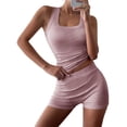 thumbnail image 2 of Women'S Y2K Yoga Slim Fit Tank Top and Shorts 2 Piece Workout Set Athletic Gym Outfit Pink M, 2 of 8