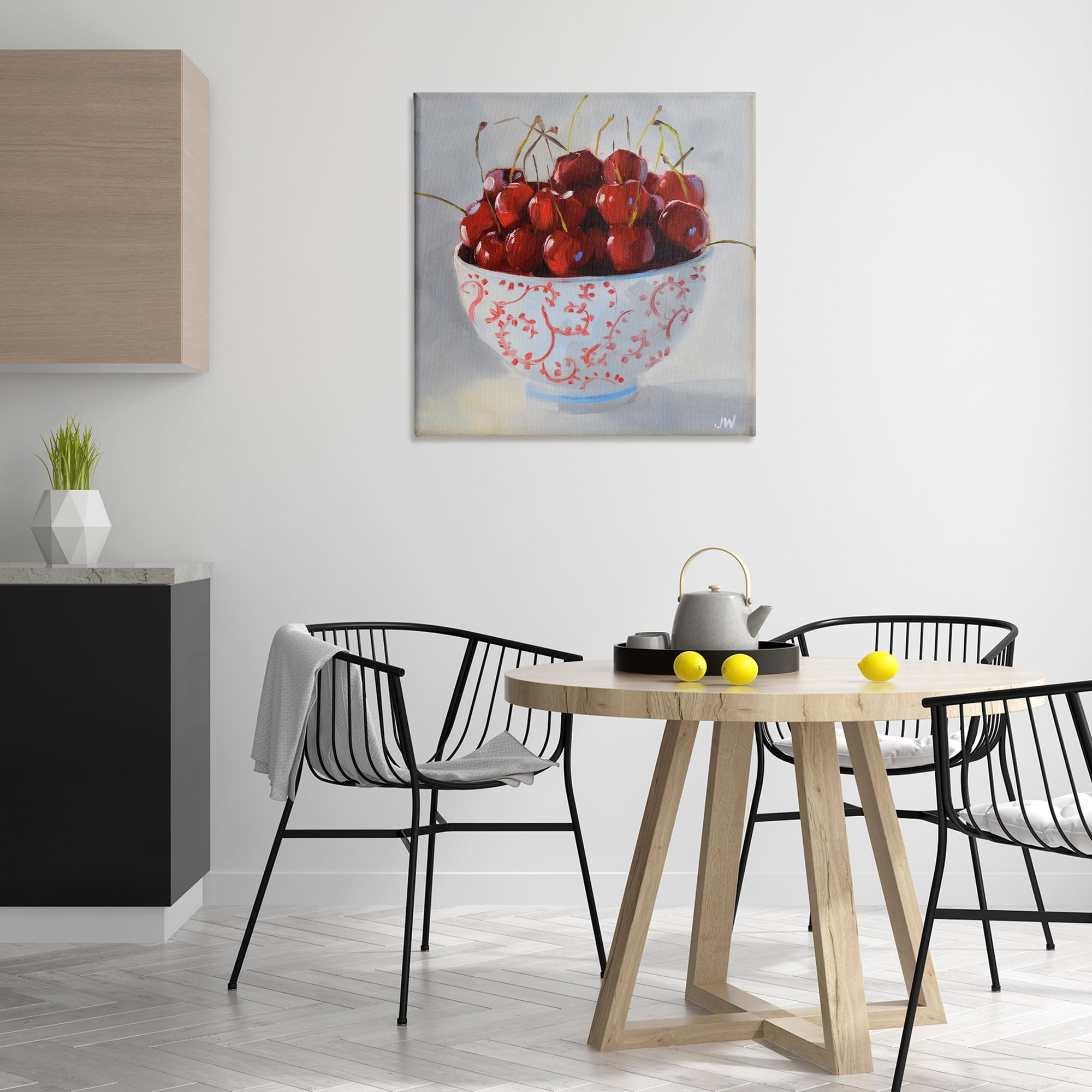 Stupell Industries Cherries in Ornate Bowl Food & Beverage Painting Wrapped Canvas Art Print Wall Art, 30 x 30