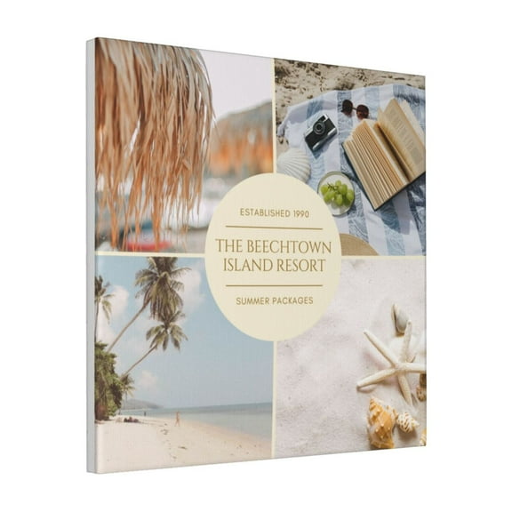 Custom Canvas Prints Business In Cream Light Brown Simple Style Personalized Photo Image Collage DIY Framed Kit Wall Art Picture Room Decor 18x18 inch