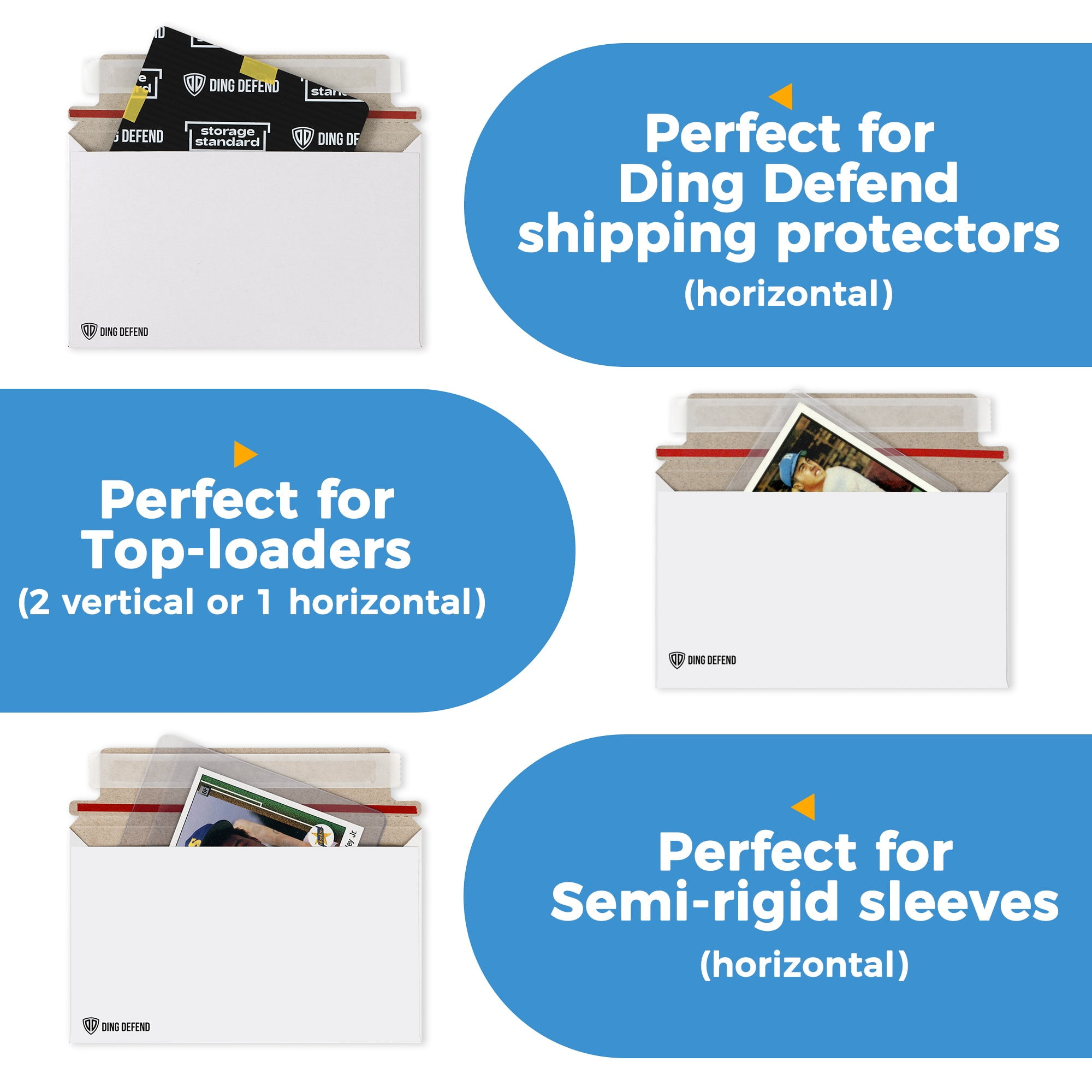Storage Standard Card Shipping Envelopes, White - 110 Pack - 7 x 4.35 Inches Self-Adhesive Trading Cards, Perfect Fit for Semi-Rigid Sleeves, Top Loaders & Ding Defend Protectors