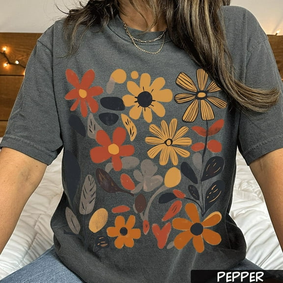 Boho Wildflowers Tshirt, Floral T shirt, Cottage Core Flowers Shirt, Womens Floral Graphic Tee, Floral Shirt, Botanical Shirt