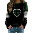thumbnail image 2 of Uootdi Plaid Love Heart Irish Saint Pattys Shamrock Long Sleeve Shirts for Women St Patricks Day Crewneck Sweatshirts Holiday Trendy Pullover Tops Gift, 2 of 5