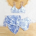 thumbnail image 6 of lnmuld Girls 3 Piece Blue Floral Print Knot Front Bikini Swimsuit Set with Cover Up Skirt Size:12-13 Years, 6 of 8