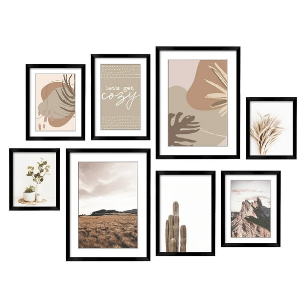 Artbyhannah 8 Pack Modern Neutral Gallery Wall Picture Frame Set Black Picture Frame Collage Wall Art Decor For Home Decoration Multi Size 12x16 8x12 6x8 Walmart Com