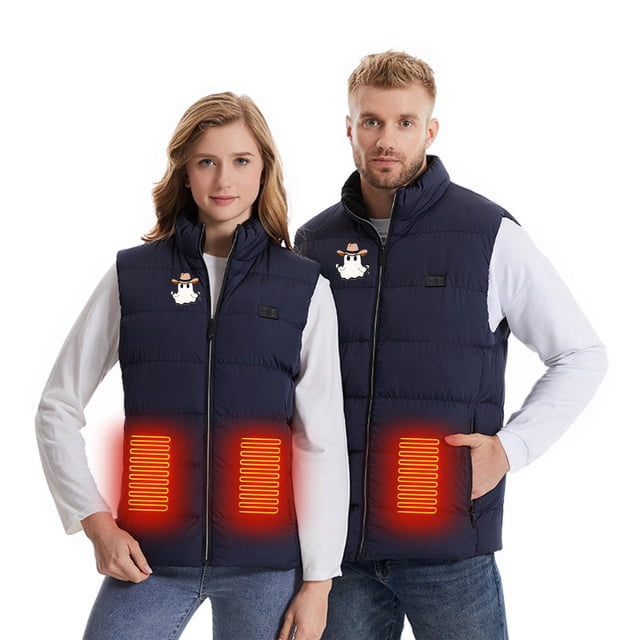 Puntoco Abrigo/Chaqueta De Cuero Con Capucha, Sin Mangas, Con Calefacción, Control Informal Y Cremallera Para Hombres Y Mujeres
