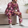thumbnail image 7 of Naloa Rose Flowers Men’s Pajamas Set - Long Sleeve Button Down Sleep Shirt and Pajama Bottoms Sleepwear Set-X-Large, 7 of 7