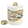 thumbnail image 1 of Cat Lover Piggy Bank, Heart Shape with Filling of Different Colored Cats Illustration Little Cat Paws, Ceramic Coin Bank Money Box for Cash Saving, 3.6" X 3.2", Multicolor, by Ambesonne, 1 of 4