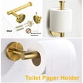 thumbnail image 3 of 3-Pieces Brushed Gold Bathroom Hardware Set SUS304 Stainless Steel Round Wall Mounted Includes 12" Hand Towel Bar,Toilet Paper Holder,Robe Towel Hooks,Bathroom Accessories Kit, 3 of 3