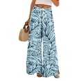 thumbnail image 2 of Dress Pants Women Petite High Waisted Wide Leg Summer Beach Vacation Pants Boho Lounge Casual Palazzo Trousers, 2 of 9