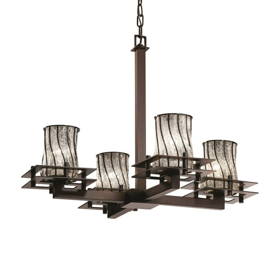 Justice Designs Wire Glass Metropolis 4-LT Chandelier - Dark Bronze - WGL-8100-10-SWCB-DBRZ