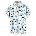 thumbnail image 2 of Handshe Men's Short Sleeve Button-Up Shirt with Heart Print, Casual for Valentine's Day and Daily Wear, 2 of 6