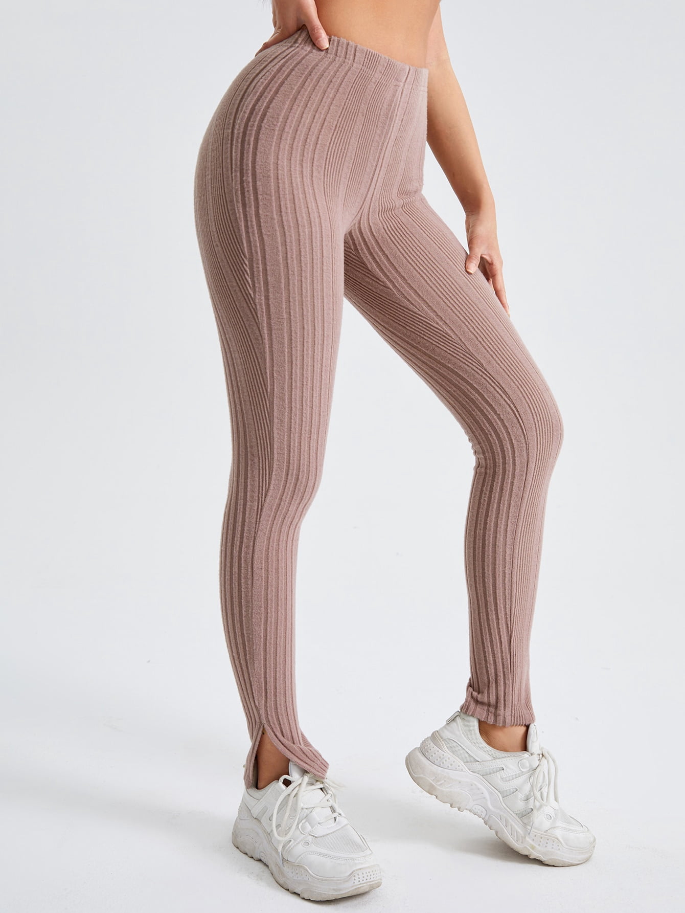 Split Hem Rib knit Leggings Petite S 