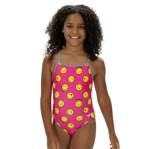 Dolfin Uglies Girls SmileyWorld Criss Cross Back One Piece Swimsuit