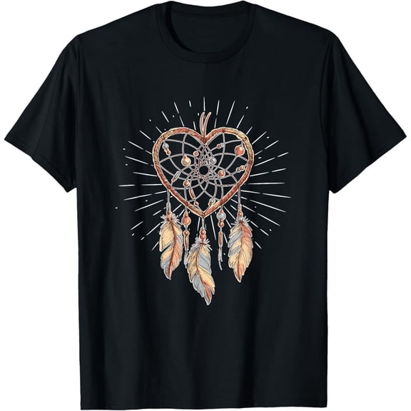 Boho Native American Gift Heart Dreamcatcher T-Shirt