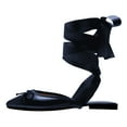 thumbnail image 2 of FSJ Women Round Toe Ankle Wrap Flats Cross Ribbon Slingback Bow Ballerinas Lace up Dance Prom Dressy Sandals Size 4 Blue, 2 of 3