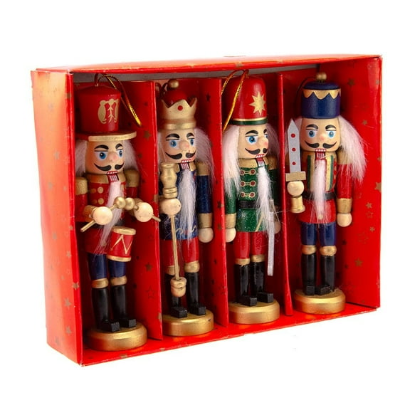 Kurt Adler 4-Piece Wooden Nutcracker Ornament Set, 5-Inch – Holiday Christmas Tree Decorations