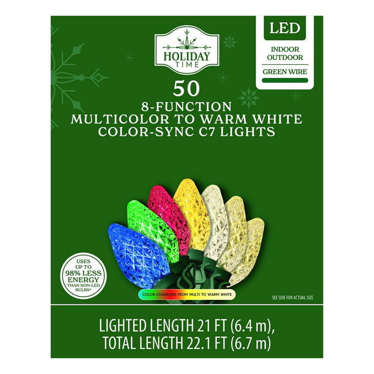 Indoor/Outdoor 50-Count LED 8-Function Color-Sync C7 Christmas