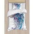 thumbnail image 3 of Ambesonne Jellyfish Duvet Cover Set, Aqua Colors Art Ocean Animal Print Sketch Style Creative Sea Marine Theme, Decorative 3 Piece Bedding Set with 2 Pillow Shams, Queen Size, Blue White, 3 of 3