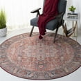thumbnail image 3 of SAFAVIEH Tucson Floella Traditional Machine Washable Area Rug, 6' x 6' Round, Rust/Navy, 3 of 9