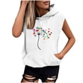 thumbnail image 6 of cocolona Womens Sleeveless Printed Pullover Hoodie Drawstring Trendy Casual Solid Color Sweatshirt with Pocket, 6 of 6