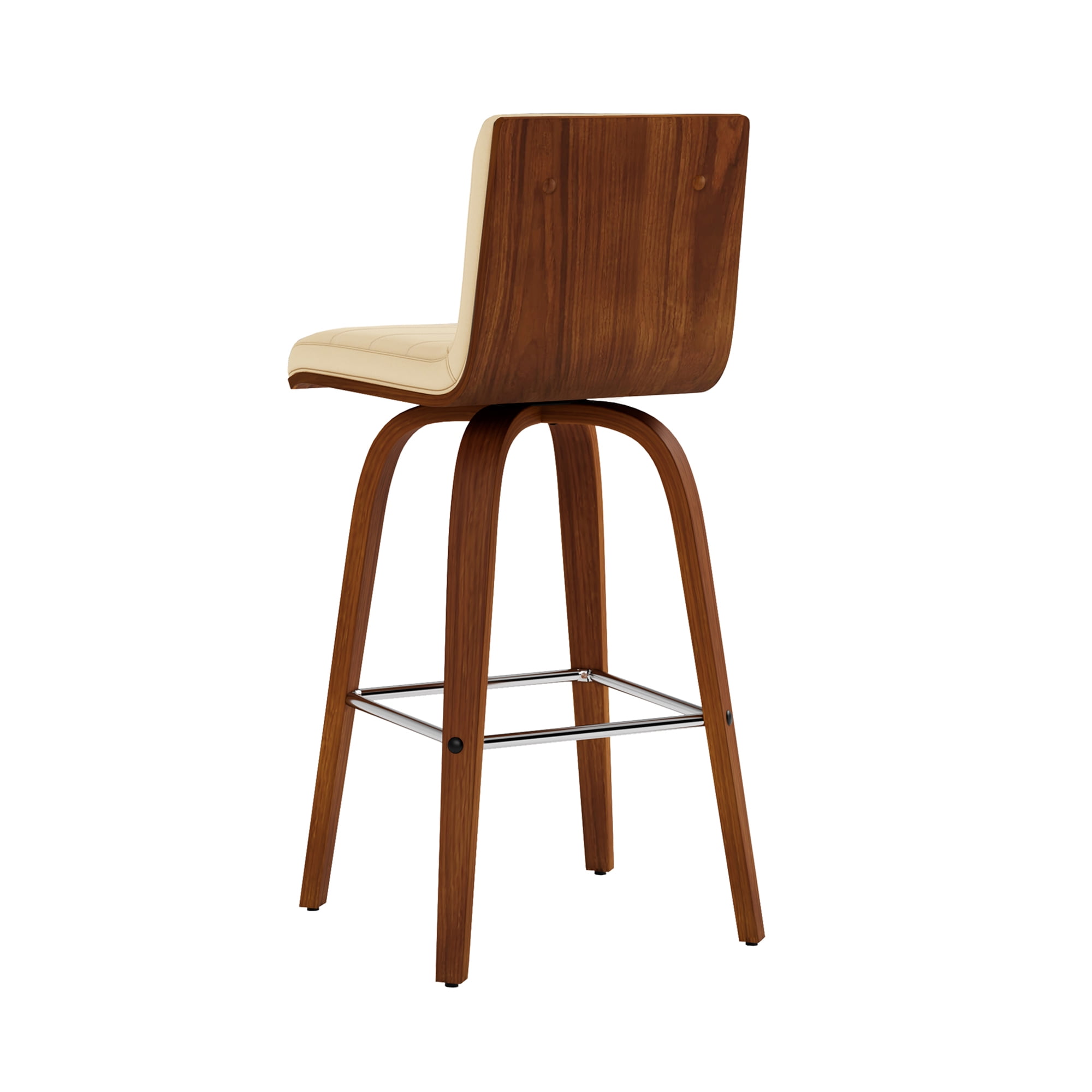 Vienna 26" Swivel Counter Stool in Walnut Wood Finish with Cream Faux Leather