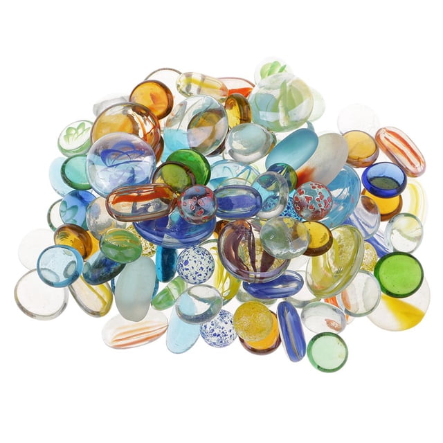 GUOOL 1 Piece Mix Colors Glass Marble Flat Beads For Aquarium Decoration And Crafts