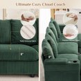 thumbnail image 4 of Wiilayok 110" Oversized U-Shaped Cloud Couch Sectional with Modular Design for Living Room: Comfy Corduroy, Ottoman, USB Port, Cup Holder, Armrest Storage, Side Pocket, Green, 4 of 9