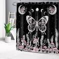 thumbnail image 2 of HVEST Mushroom and Butterfly Shower Curtain for Bathroom,Boho Starry Sky with Moon Phase and Country Plant Fabric Shower Curtain with Hooks,Black and White Bathroom Curtains Shower Set, 72x78 inches, 2 of 6