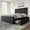 Black, variant on Maritcute Full Size Bed Frame with 4 Storage Drawers and Adjustable Headboard, Upholstered Mattress Foundation with Skin-Frienly Linen, No Box Spring Needed, Off-White