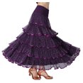 thumbnail image 2 of Whitewed Womens Overlay Tiered Ballroom Dance Activity Twirl Spin Turn Long Outfit Skirts Purple, 2 of 4