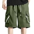 thumbnail image 2 of YLSDY Cargo Shorts for Men Elastic Waist Zipper Relaxed Stretch Lightweight Work Shorts Casual 2025 Summer Tactical Pants Army Green L, 2 of 8