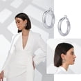 thumbnail image 3 of Thick Hoop Earrings Howllow 14K Gold Plated Gold Hoops for Women, 3 of 6