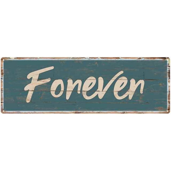 Forever Beach Style Wood Look Sign Gift Green 6x18 Metal Decor 206180086007