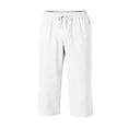 thumbnail image 6 of Nokdvo Mens Capri Pants Drawstring Elastic Waist Pants Pockets Below Knee Joggers Wide Leg Stretch Workout Athletic Casual Loose Fit Summer Tapered Trousers,White 3XL, 6 of 6