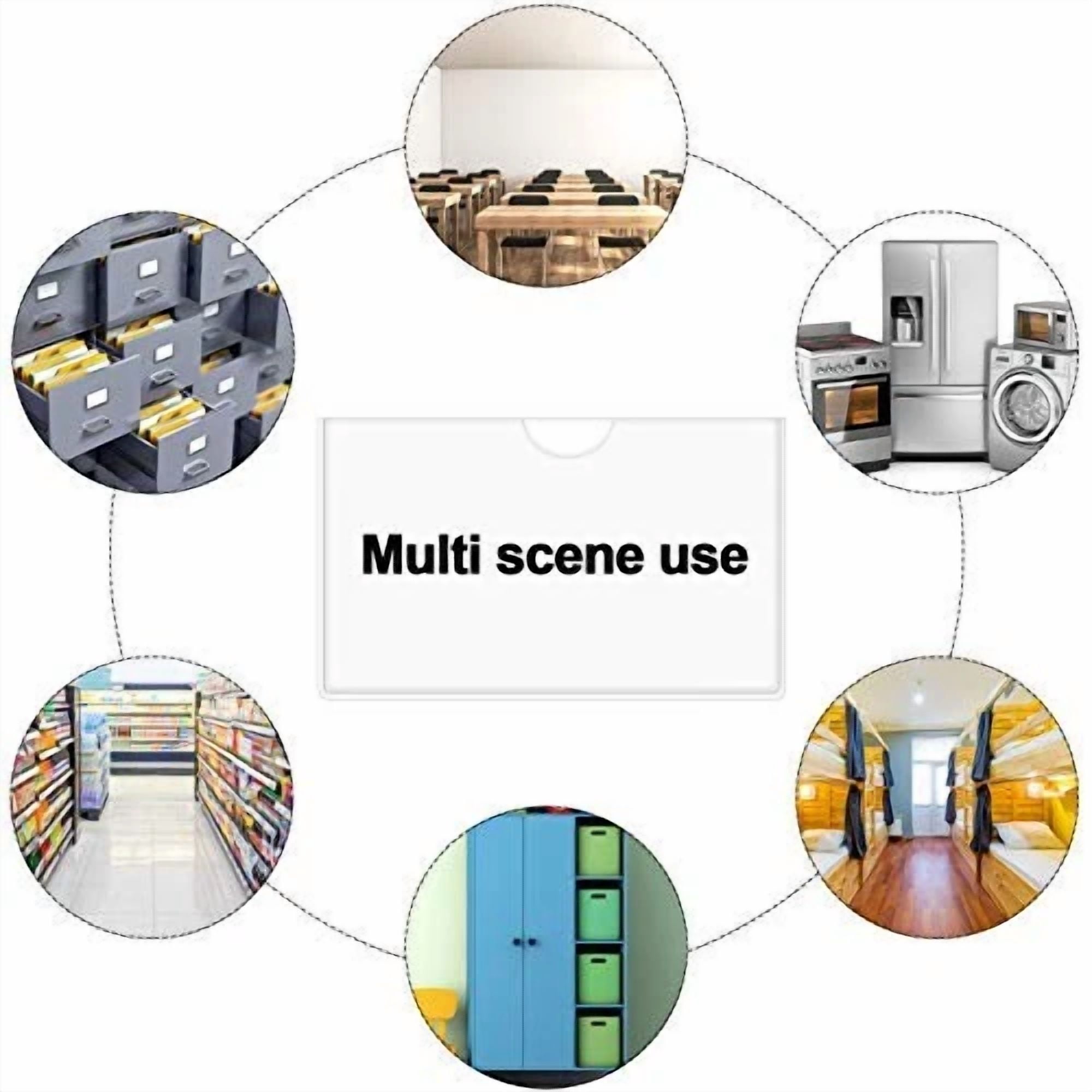 CRESTIN- 30 Pack 3.7X2.3 Clear Self Adhesive Label Pockets Index Card Pockets Card Holder