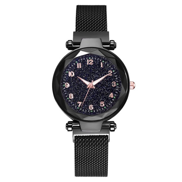 Mujer reloj de cuarzo de malla de acero inoxidable Corcha de malla estrellada Numeral Wutwatch Girls Decorative Watch Guardung EL0260-04B
