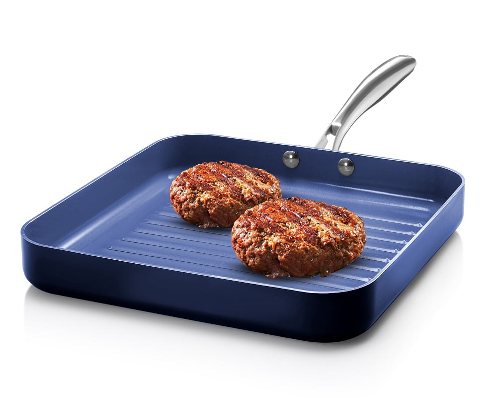 Granite Stone Blue Square Nonstick Flat Grill with Ultra Durable
