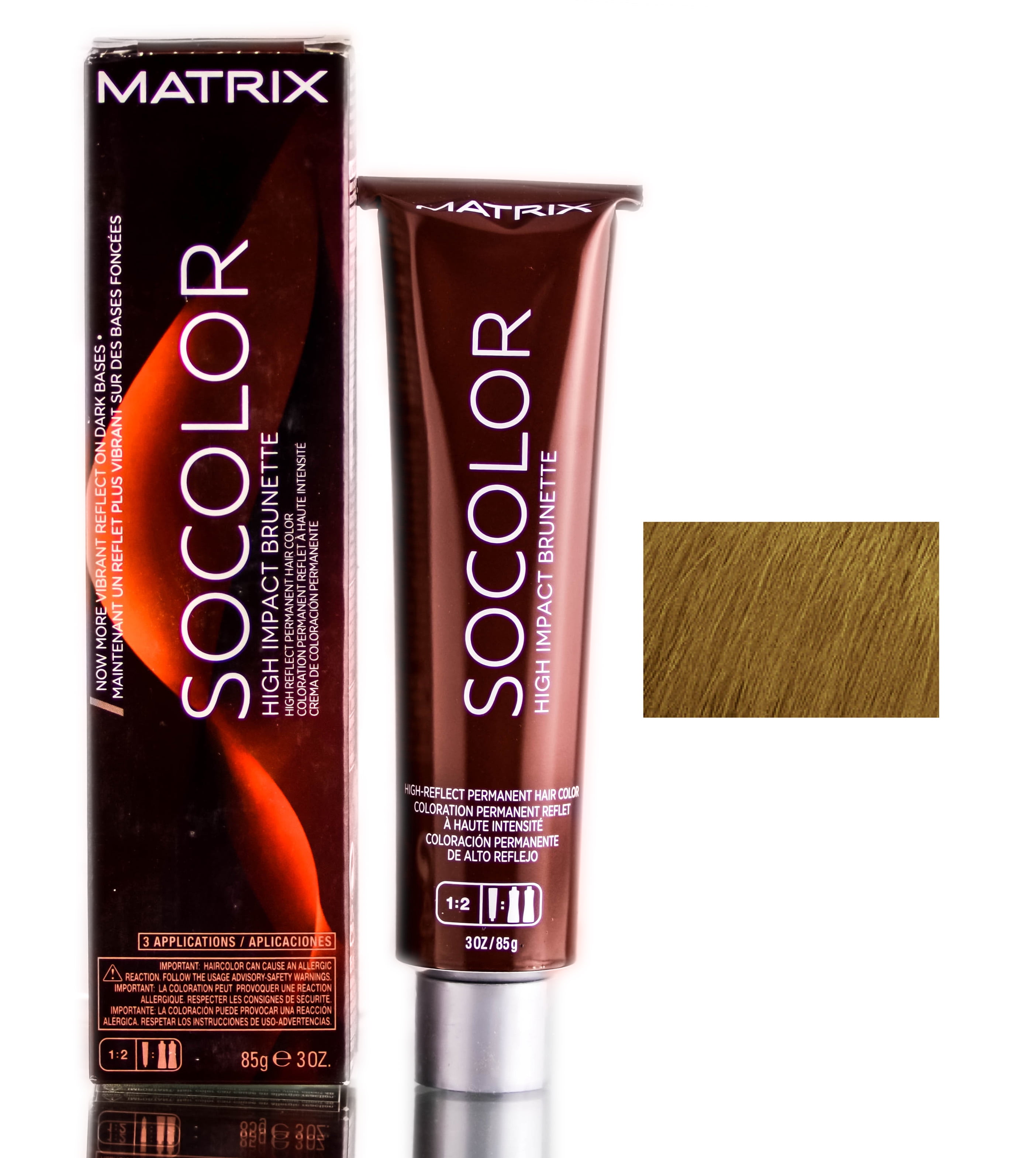 Matrix SoColor High Impact Brunette Perm Haircolor - GG Gold Gold - Pack of  6 with Sleek Comb 