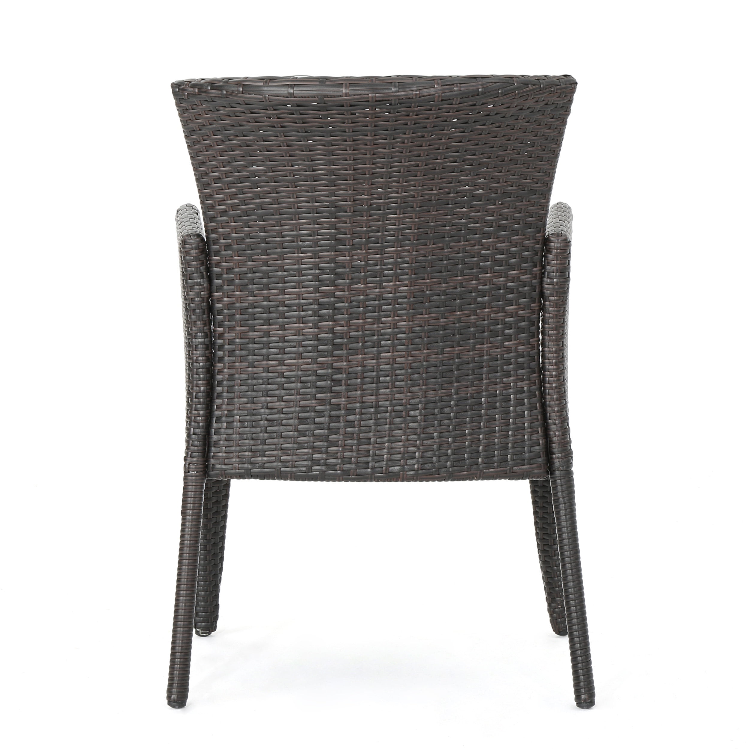 Kelly 7 Piece Outdoor Wicker and Acacia Wood Dining Set, Teak Finish