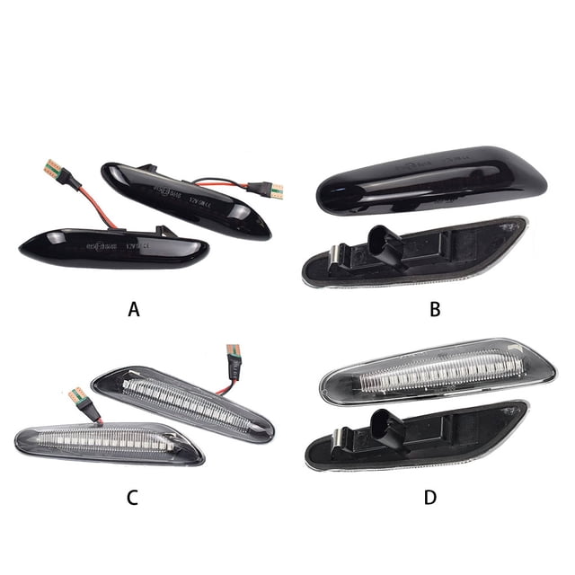 maskred 2piece LED Dynamic Side Marker Turn Signal Side Marker Sequential Blinker Bright Smoked+PIN