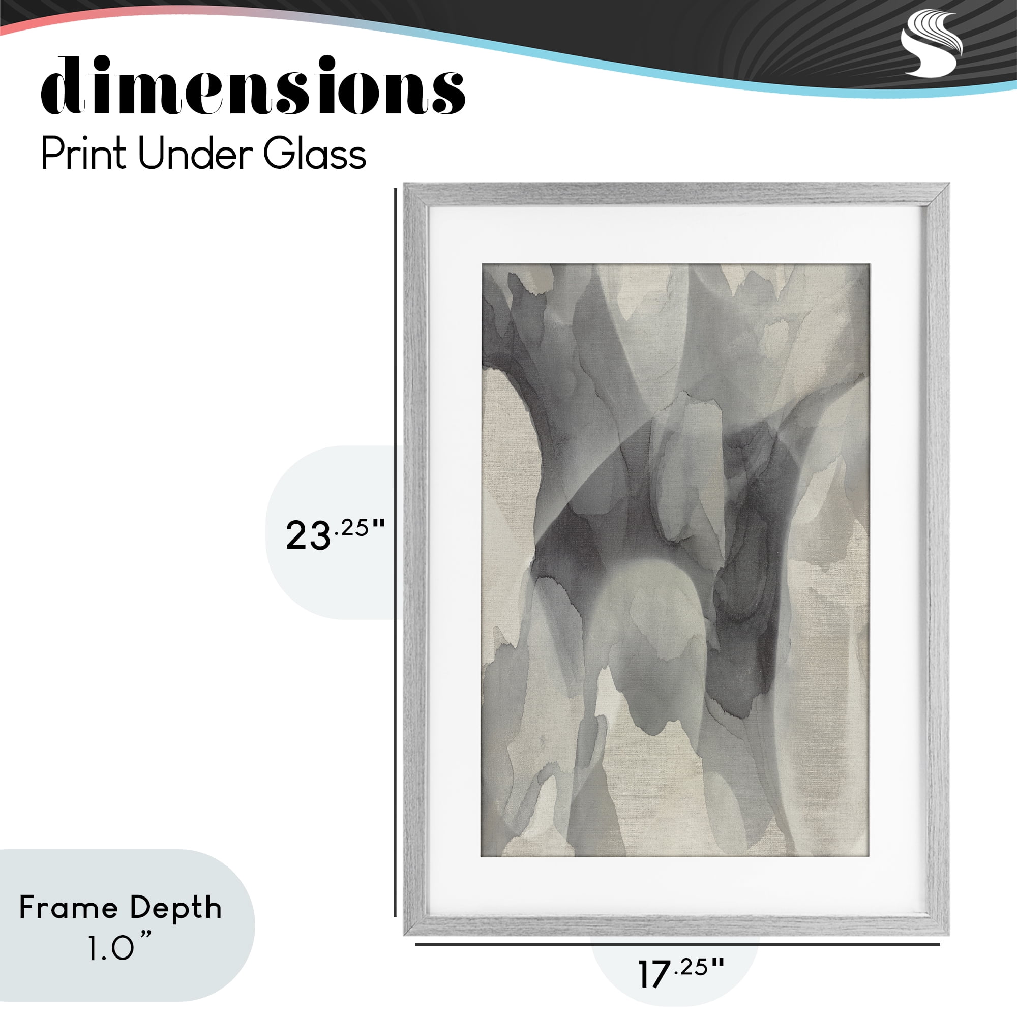 Stupell Industries Monochrome Watery Drips Gray Framed Print Under Glass, design by Kippi Leonard