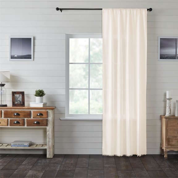 VHC Brands Tobacco Cloth, Farmhouse Curtain Panel, Antique White, 96x40