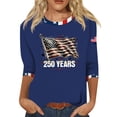 thumbnail image 3 of Youpwaven America 250th Anniversary Women's 3/4 Sleeve Top, USA 250 Years Patriotic Graphic Shirt, 4th of July Waving Flag Crew Neck Tee with Contrast Trim, 3 of 7