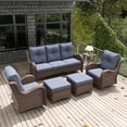 thumbnail image 5 of LayinSun 6 Pieces Outdoor Patio Furniture Set, Rattan Wicker Sectional Swivel Rocker Chairs Sets with Ottomans, Swivel Glider Chairs, and Coffee Table, 5 of 8