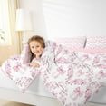 thumbnail image 4 of Manfei Dreamy Pink Bowknot Queen Comforter Set, Vintage Rustic Flower Bedding Comforter Set, Teens Kids Child Reversible Bedding Set, Super Cozy Room Decor, 3-Piece, 4 of 8