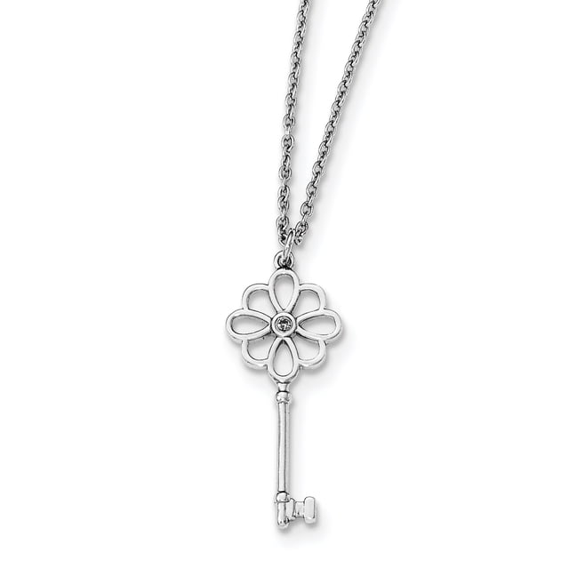 SS White Ice Clé Fleur Diamant 18 Po avec Collier EXT 2 Po 18 Pouces