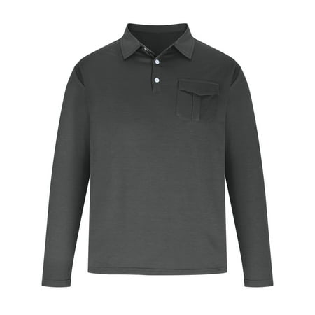 SCSAlgin Long Sleeve Shirt for Men Quarter Button Collared Quick Dry Athletic Performance Shirts Golf Office Work Tops