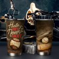 thumbnail image 2 of 20oz Baseball Gifts for Boys, Baseball Gifts for Men, Coffee Thermos for Men, Valentines Day Gifts for Him, Hustle Hit Never Quit Baseball Tumbler Cup, Insulated Travel Coffee Mug with Lid, 2 of 6